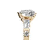 Heart-Shaped Tapered Baguette Engagement Ring Setting | Bar Set Sides | Yellow Gold