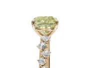 Cushion Cut Graduated Solitaire Engagement Ring Setting for a Fancy Yellow Lab-Grown Diamond | Yellow Gold