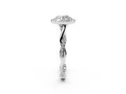 Round Halo Engagement Ring Setting | Pavé Twist Band | White Gold