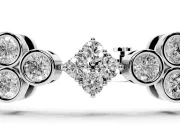 Round Lab-Grown Diamond Cluster Tennis Bracelet | Bezel Clover Stations | Sterling Silver