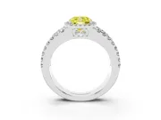 Fancy Yellow Cushion Cut Diamond Halo Ring Set in Silver with Pavé Split Shank and Prong Setting