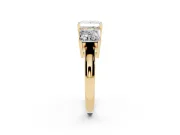 Princess Cut Three Stone Engagement Ring Setting | Large Side Stones | Yellow Gold
