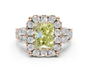 Radiant Cut Halo Engagement Ring Setting for a Fancy Yellow Lab-Grown Diamond | Graduated Channel Band | Rose Gold