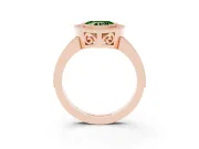 Heart-Shaped Double Milgrain Halo Engagement Ring Setting for a Fancy Green Lab-Grown Diamond | Pave Band | Rose Gold