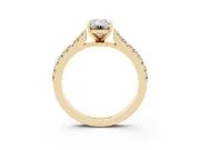 Emerald Cut Pavé Solitaire Engagement Ring Setting | Single Row Shoulders | Yellow Gold