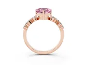 Heart-Shaped Scattered Accent Engagement Ring Setting for a Fancy Pink Lab-Grown Diamond | Rose Gold