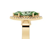 Marquise Halo Engagement Ring Setting for a Fancy Green Lab-Grown Diamond | Pavé Panel Shoulders | Yellow Gold