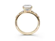 Asscher Cut Solitaire Engagement Ring Setting | Graduated Scattered Accents | Yellow Gold