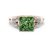 Princess Cut Petal Engagement Ring Setting for a Fancy Green Lab-Grown Diamond | Rose Gold