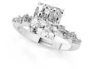 Radiant Cut Solitaire Engagement Ring Setting | Graduated Scattered Accents | White Gold