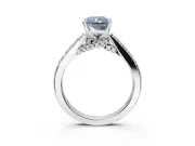Radiant Cut Pavé Solitaire Engagement Ring Setting for a Fancy Blue Lab-Grown Diamond | Crossover Gallery | Platinum
