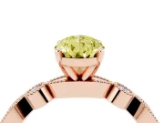 Fancy Yellow Pear Cut Diamond Solitaire Engagement Ring Set in Rose gold with Milgrain Bezel Accent Band