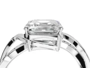 Asscher Cut Bypass Solitaire Engagement Ring Setting | Pavé and Plain Strands | White Gold