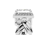 Princess Cut Floral Halo Engagement Ring Setting | Leaf Shoulders | Platinum