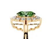 Oval Scalloped Cluster Halo Engagement Ring Setting for a Fancy Green Lab-Grown Diamond | Plain Band | Yellow Gold