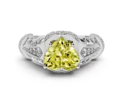 Heart-Shaped Vintage Milgrain Engagement Ring Setting for a Fancy Yellow Lab-Grown Diamond | Hidden Halo | Platinum