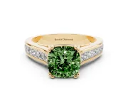 Cushion Cut Channel Engagement Ring Setting for a Fancy Green Lab-Grown Diamond | Yellow Gold - Design NV-24671