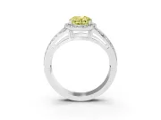 Fancy Yellow Oval Cut Diamond Halo Ring Set in Platinum with Double Pavé Split Shank