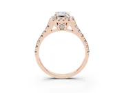 Emerald Cut Halo Engagement Ring Setting | Shared Prong Shoulders | Rose Gold