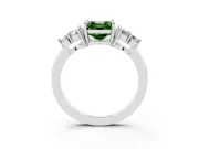 Fancy Green Asscher Cut Diamond Solitaire Ring Set in Platinum with Cluster Accents on Each Side
