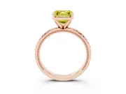 Asscher Cut Vintage Milgrain Engagement Ring Setting for a Fancy Yellow Lab-Grown Diamond | X Pattern Band | Rose Gold