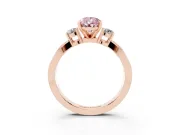 Fancy Pink Three-Stone Pear Cut Diamond Twist Band Ring Set in Rose gold with Pavé Accents and Prong Setting