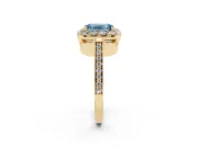 Emerald Cut Floral Halo Engagement Ring Setting for a Fancy Blue Lab-Grown Diamond | Large Round Accents | Yellow Gold