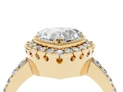 Heart-Shaped Vintage Milgrain Halo Engagement Ring Setting | Pierced Gallery | Yellow Gold