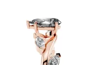 Pear-Shaped Twisted Vine Engagement Ring Setting for a Black Center | Marquise Leaves | Rose Gold