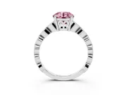Fancy Pink Round Cut Diamond Solitaire Ring Set in Silver with Infinity Twist Pavé Band