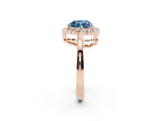 Heart-Shaped Scalloped Cluster Halo Engagement Ring Setting for a Fancy Blue Lab-Grown Diamond | Plain Band | Rose Gold