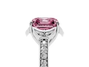 Asscher Cut Floral Pavé Engagement Ring Setting for a Fancy Pink Lab-Grown Diamond | Platinum