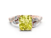 Radiant Cut Floral Engagement Ring Setting for a Fancy Yellow Lab-Grown Diamond | Marquise Side Stones | Rose Gold