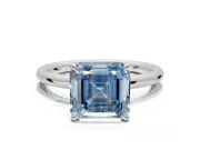 Asscher Cut Hidden Halo Ring Setting for a Fancy Blue Lab-Grown Diamond | White Gold