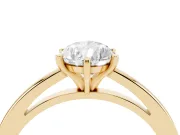 Pear Cut Diamond Solitaire Engagement Ring Set in Yellow gold with Prong Setting on a Classic Band