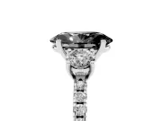 Oval Three Stone Engagement Ring Setting for a Black Center | Pavé Shoulders | Sterling Silver