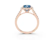 Princess Cut Raised Halo Engagement Ring Setting for a Fancy Blue Lab-Grown Diamond | Rose Gold
