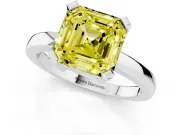 Asscher Cut Solitaire Engagement Ring Setting for a Fancy Yellow Lab-Grown Diamond | Flat Tab Prongs | Sterling Silver