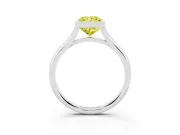 Fancy Yellow Bezel Set Radiant Cut Diamond Solitaire Ring Set in Platinum with Tapered Band