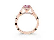 Cushion Cut Twist Halo Engagement Ring Setting for a Fancy Pink Lab-Grown Diamond | Rose Gold