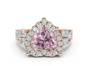 Heart-Shaped Halo Engagement Ring Setting for a Fancy Pink Lab-Grown Diamond | Graduated Channel Band | Rose Gold