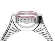 Asscher Cut Vintage Cathedral Engagement Ring Setting for a Fancy Pink Lab-Grown Diamond | Carved Band | White Gold