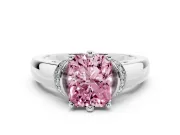 Radiant Cut Pavé Collar Engagement Ring Setting for a Fancy Pink Lab-Grown Diamond | Platinum