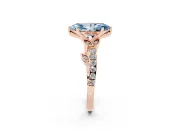 Fancy Blue Marquise Cut Diamond Solitaire Leaf-Inspired Ring Set in Rose gold with Pavé Band and Prong Setting