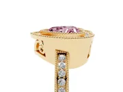 Heart-Shaped Milgrain Halo Engagement Ring Setting for a Fancy Pink Lab-Grown Diamond | Yellow Gold