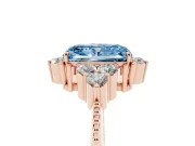 Fancy Blue Radiant Cut Diamond Cluster Ring Set in Rose gold with Beaded Band