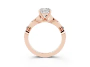 Cushion Cut Floral Solitaire Engagement Ring Setting | Sculpted Leaf Shoulders | Rose Gold
