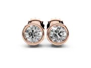 Round Lab-Grown Diamond Full Bezel Solitaire Stud Earrings | Push Backs | Rose Gold