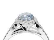 Marquise Halo Pavé Engagement Ring Setting for a Fancy Blue Lab-Grown Diamond | Narrow Split Shank | Platinum