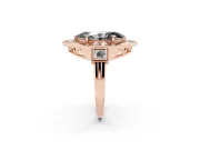 Marquise Milgrain Sectioned Halo Engagement Ring Setting for a Black Center | Rose Gold